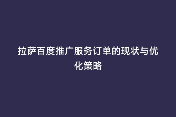 拉萨百度推广服务订单的现状与优化策略