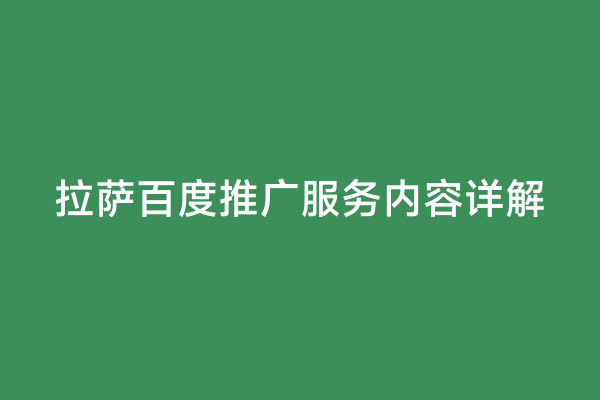 拉萨百度推广服务内容详解
