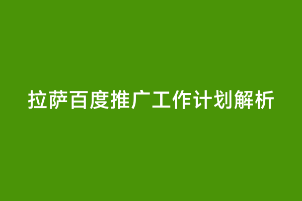 拉萨百度推广工作计划解析