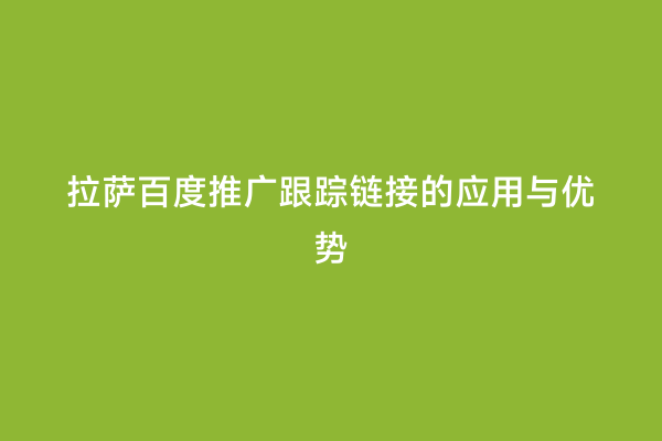 拉萨百度推广跟踪链接的应用与优势