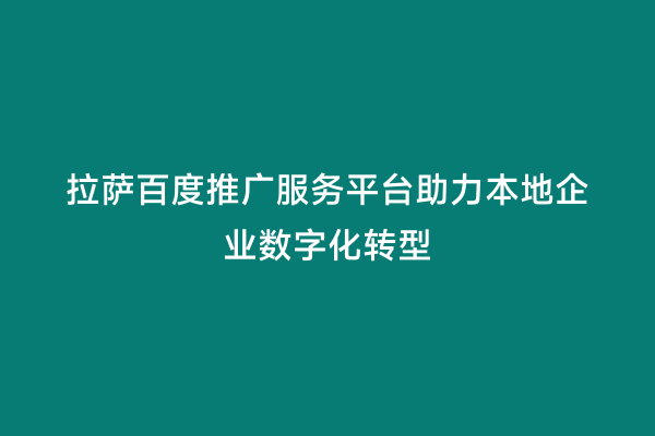 拉萨百度推广服务平台助力本地企业数字化转型