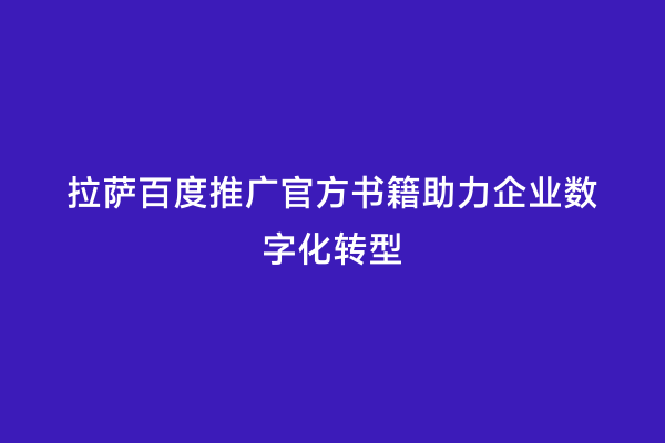 拉萨百度推广官方书籍助力企业数字化转型