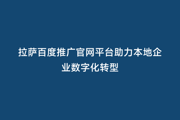 拉萨百度推广官网平台助力本地企业数字化转型