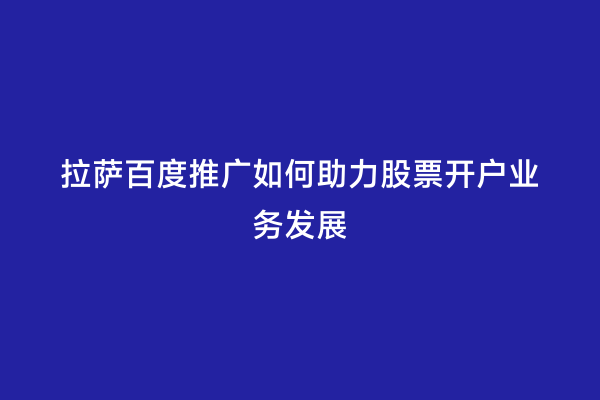 拉萨百度推广如何助力股票开户业务发展
