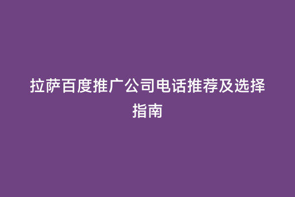 拉萨百度推广公司电话推荐及选择指南