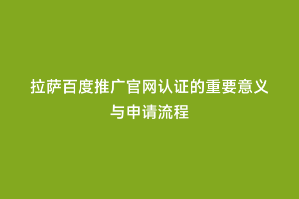 拉萨百度推广官网认证的重要意义与申请流程