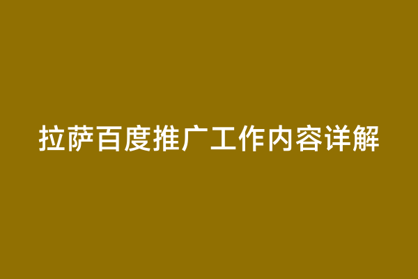 拉萨百度推广工作内容详解