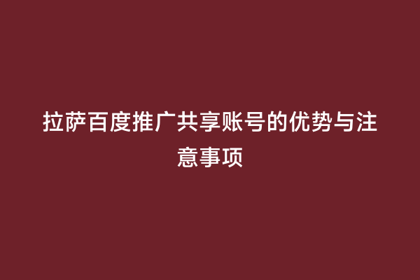 拉萨百度推广共享账号的优势与注意事项