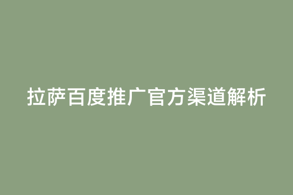 拉萨百度推广官方渠道解析