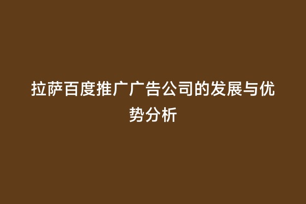拉萨百度推广广告公司的发展与优势分析