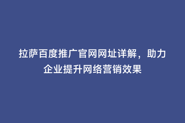 拉萨百度推广官网网址详解，助力企业提升网络营销效果