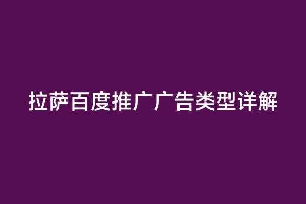 拉萨百度推广广告类型详解