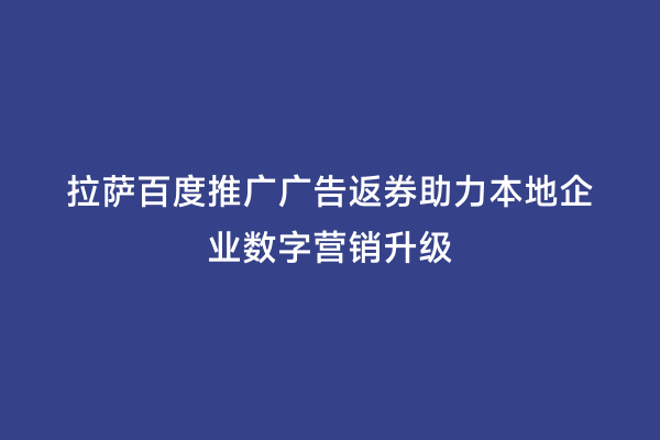 拉萨百度推广广告返券助力本地企业数字营销升级