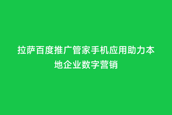 拉萨百度推广管家手机应用助力本地企业数字营销
