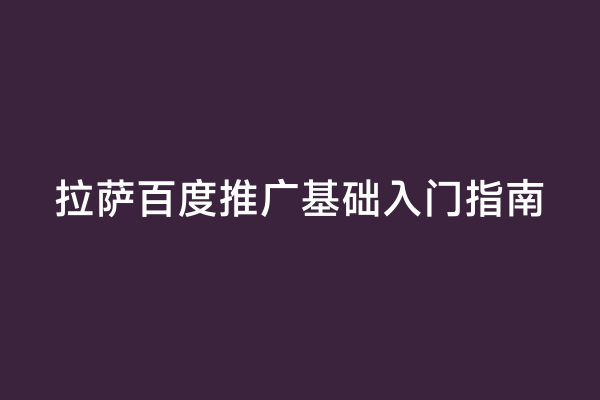 拉萨百度推广基础入门指南