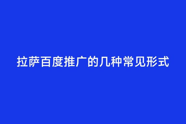 拉萨百度推广的几种常见形式