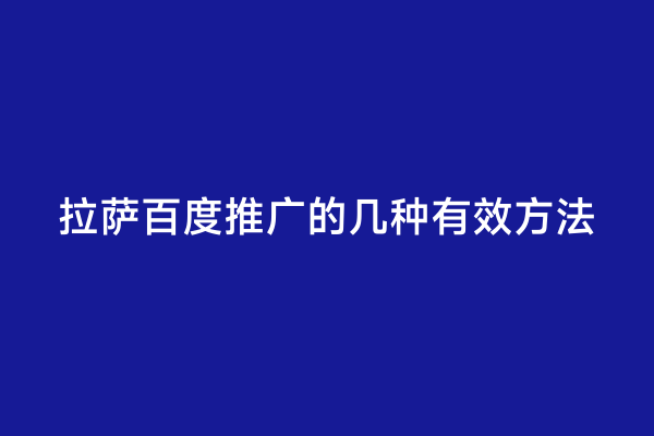 拉萨百度推广的几种有效方法