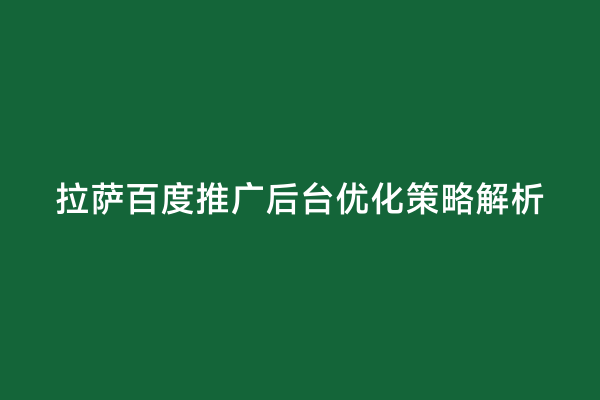 拉萨百度推广后台优化策略解析
