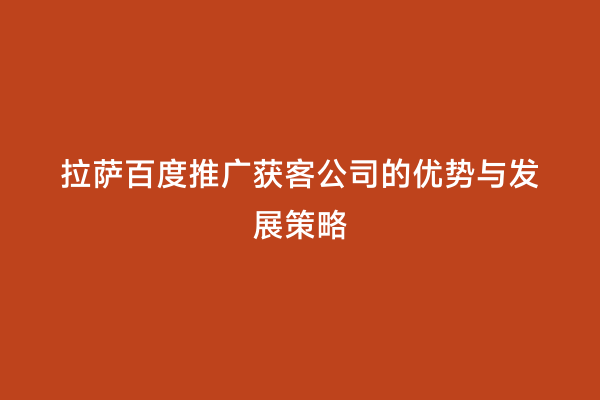拉萨百度推广获客公司的优势与发展策略