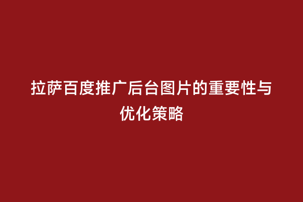 拉萨百度推广后台图片的重要性与优化策略