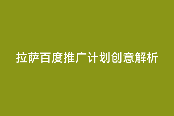 拉萨百度推广计划创意解析