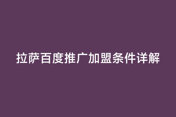 拉萨百度推广加盟条件详解