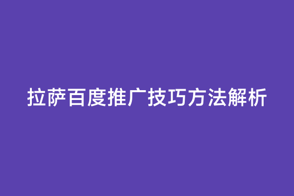 拉萨百度推广技巧方法解析