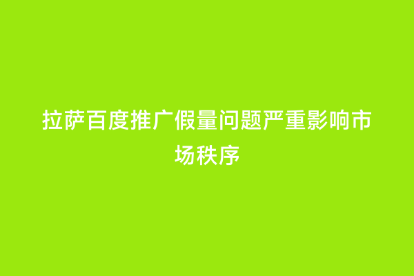 拉萨百度推广假量问题严重影响市场秩序