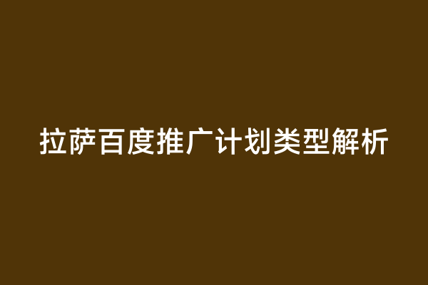 拉萨百度推广计划类型解析