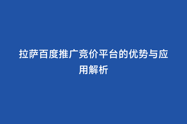 拉萨百度推广竞价平台的优势与应用解析