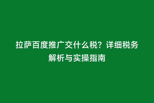拉萨百度推广交什么税？详细税务解析与实操指南