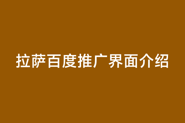 拉萨百度推广界面介绍