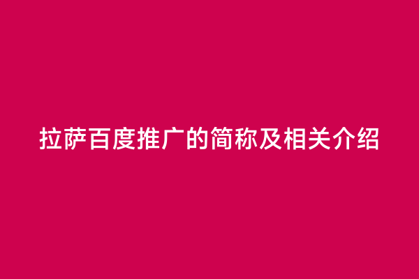 拉萨百度推广的简称及相关介绍