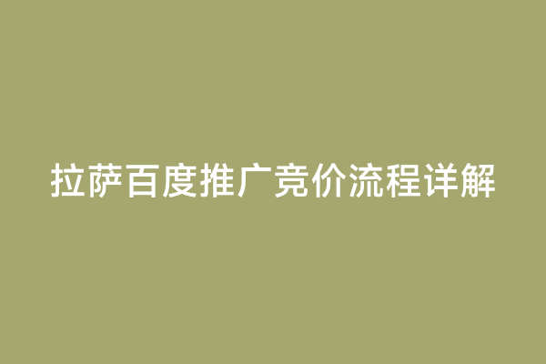 拉萨百度推广竞价流程详解