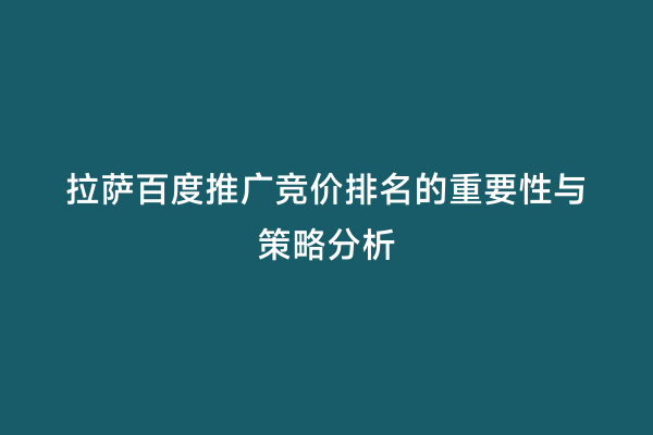 拉萨百度推广竞价排名的重要性与策略分析