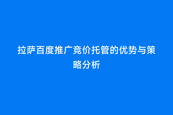 拉萨百度推广竞价托管的优势与策略分析