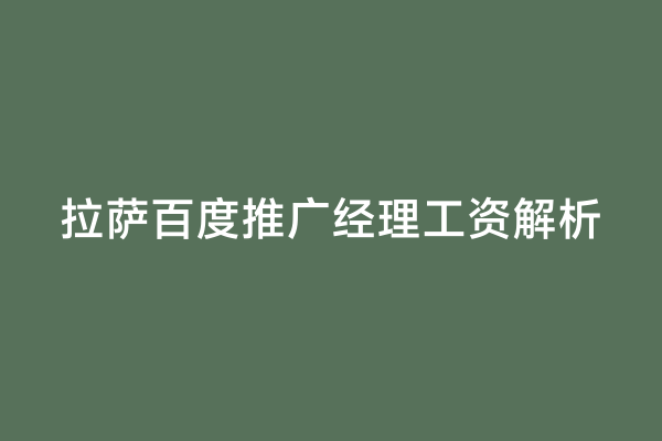 拉萨百度推广经理工资解析