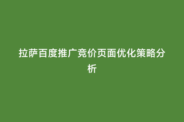 拉萨百度推广竞价页面优化策略分析
