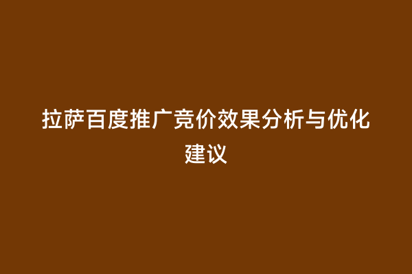 拉萨百度推广竞价效果分析与优化建议
