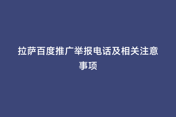 拉萨百度推广举报电话及相关注意事项