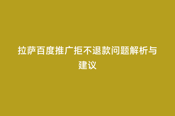 拉萨百度推广拒不退款问题解析与建议