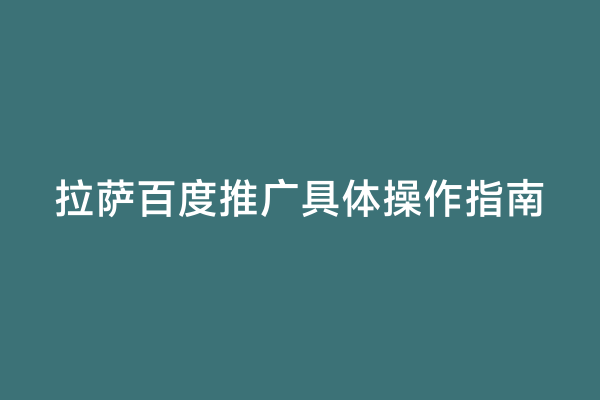 拉萨百度推广具体操作指南