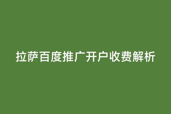 拉萨百度推广开户收费解析