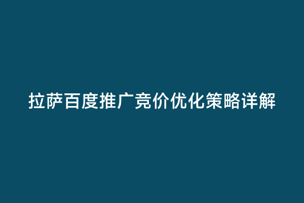 拉萨百度推广竞价优化策略详解