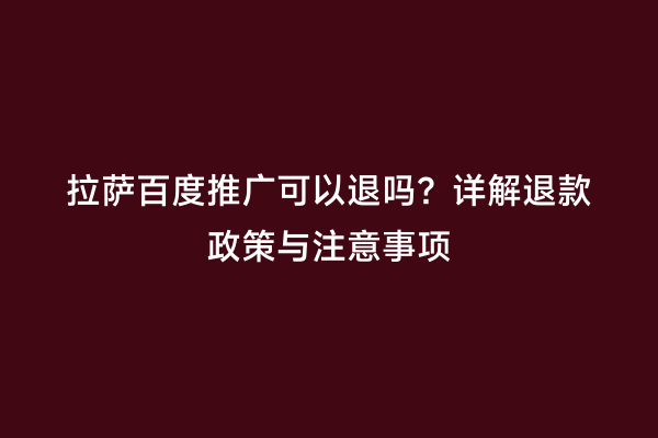 拉萨百度推广可以退吗？详解退款政策与注意事项