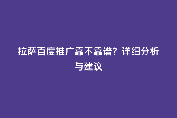 拉萨百度推广靠不靠谱？详细分析与建议