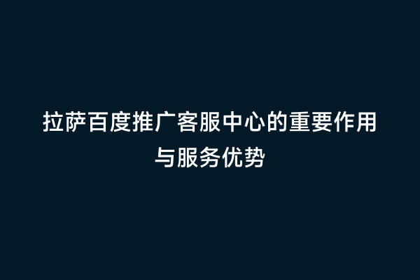 拉萨百度推广客服中心的重要作用与服务优势