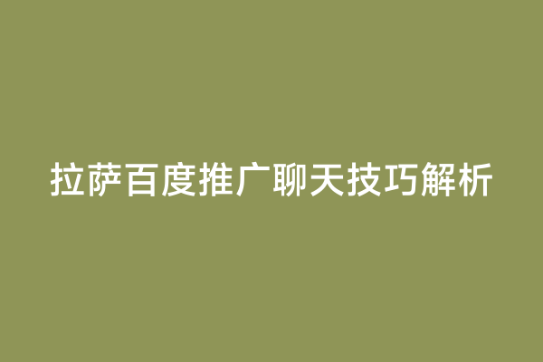 拉萨百度推广聊天技巧解析