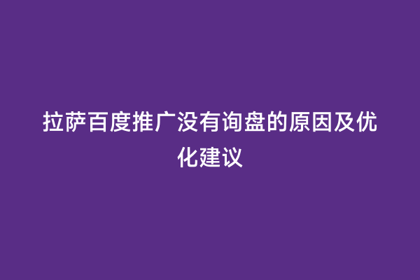 拉萨百度推广没有询盘的原因及优化建议