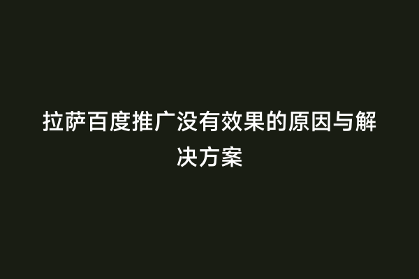 拉萨百度推广没有效果的原因与解决方案